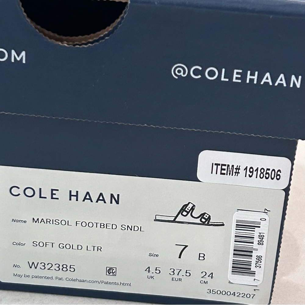 Cole Haan Marisol footbed Metallic Gold Slide Sandals - Picture 6 of 8